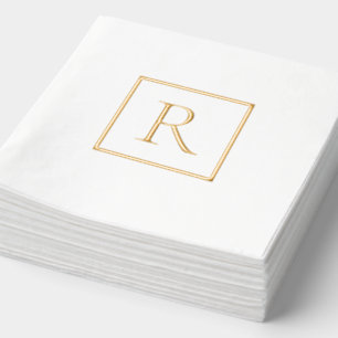 Monogram Simple Minimalistisch Gold Foil Napkins Servietten Mit Folie
