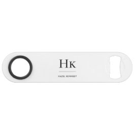 Monogram Simple Modern Eleganwhite Mit Monogramm Speed Flaschenöffner