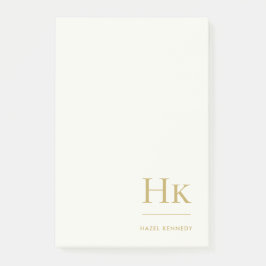 Monogram Simple Modern Ivory Gold Monogrammed Post-it Klebezettel