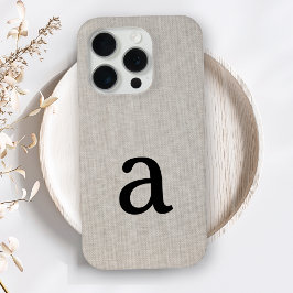 Monogram Simple Modern Minimal Linen Look Initial Case-Mate iPhone Hülle