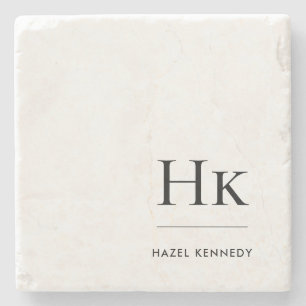 Monogram Simple Modern Minimal White Mit Monogramm Steinuntersetzer