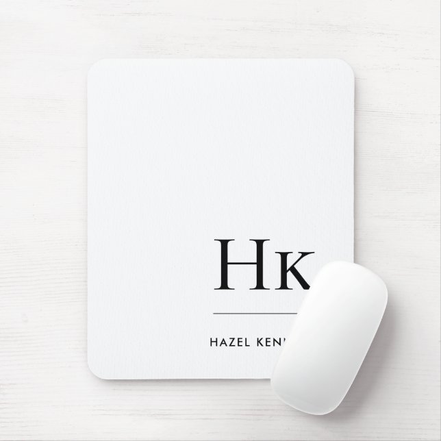 Monogram Simple Modern Minimalistisch White Initia Mousepad (Mit Mouse)
