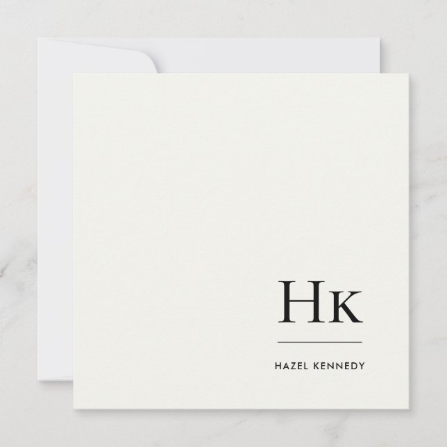 Monogram Simple Modern Monogrammed Ivory Notecard Mitteilungskarte (Vorderseite)