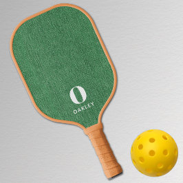 Monogram Simple Modern Spring Green Denim Print Pickleball Schläger