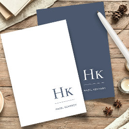 Monogram Simple Navy Blue Personalisiert Briefpapier