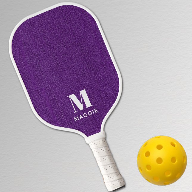 Monogram Simple Royal Lila Denim Print Pickleball Schläger (Von Creator hochgeladen)