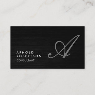 Monogram Simple Schlicht Gray Trendy Business Card Visitenkarte