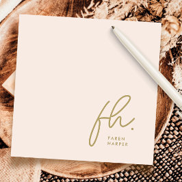 Monogram Simple Script Chic Blush Social Notecard Mitteilungskarte