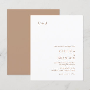 Monogram Simple Taupe Budget Hochzeit Einladung
