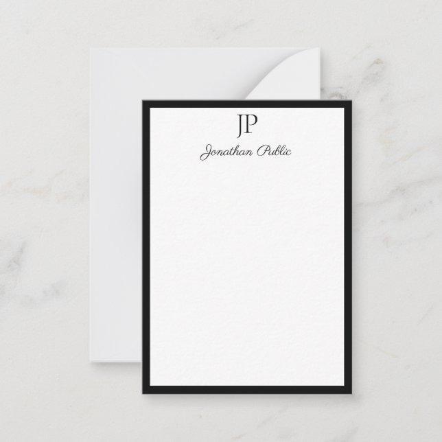 Monogram Simple Template Handwriting Script Mitteilungskarte (Vorderseite)