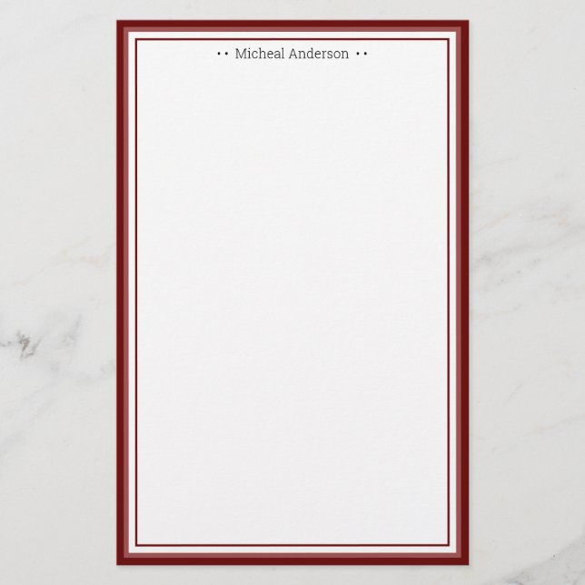 Monogram Simple Wine Border Classic Personalisiert Briefpapier (Vorderseite)
