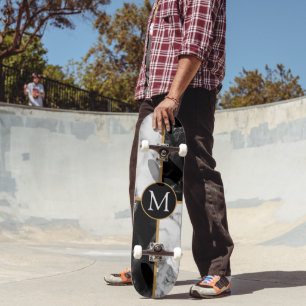 Monogram Skateboard - Marbre blanc noir