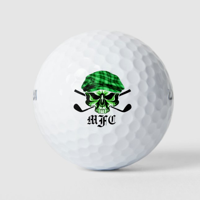 Monogram Skull and Crossed Golf Clubs Golfball (Vorderseite)