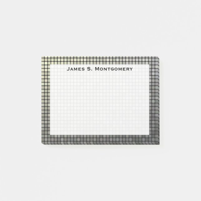 Monogram Small Grunge Imitats Metal Squares Post-it Klebezettel (Vorderseite)