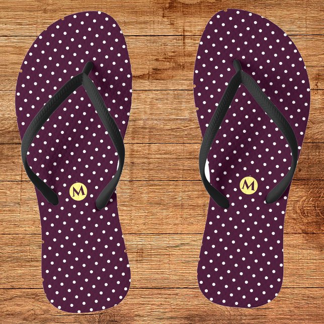 Monogram Small Polka Dot Lila Flip Flops (Von Creator hochgeladen)