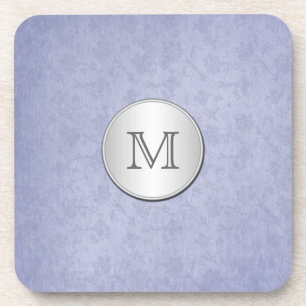 Monogram Smoky Blue Silver Damask Untersetzer Set 
