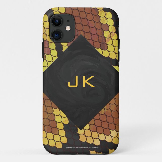 Monogram Snake Brown und Gold Print Case-Mate iPhone Hülle (Rückseite)