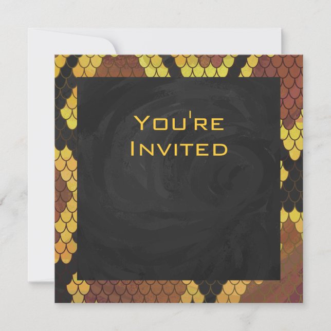 Monogram Snake Brown und Gold Print Einladung (Vorderseite)