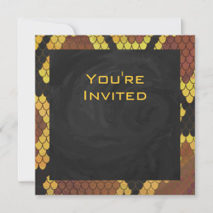 Monogram Snake Brown und Gold Print Einladung