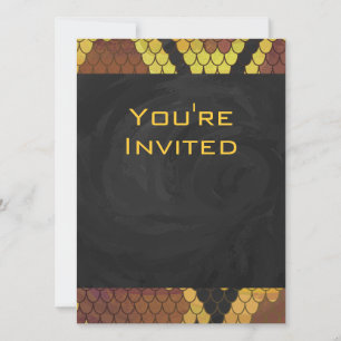 Monogram Snake Brown und Gold Print Einladung