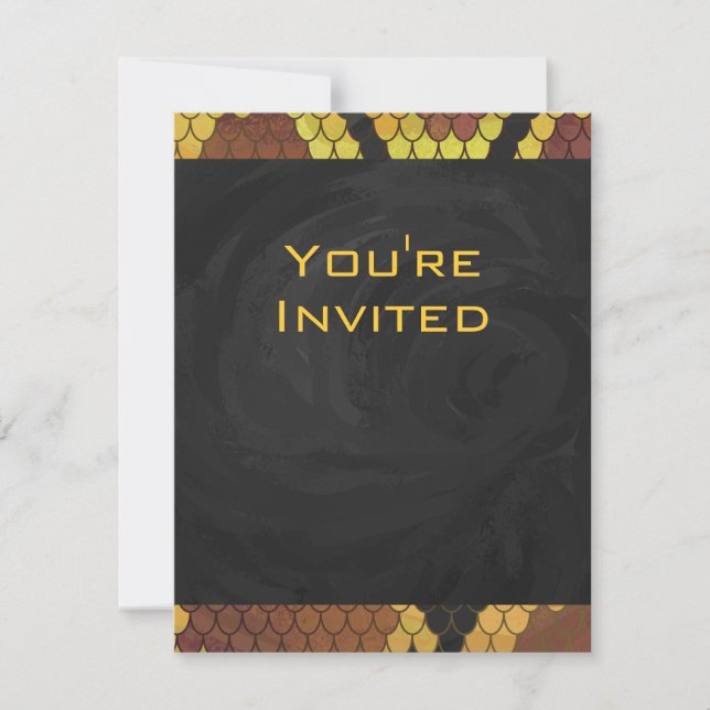 Monogram Snake Brown und Gold Print Einladung (Vorderseite)