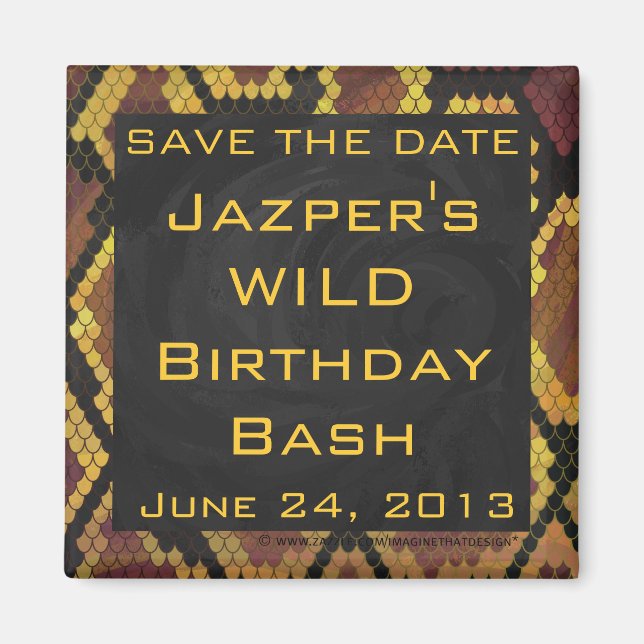 Monogram Snake Brown und Gold Print Magnet (Vorne)