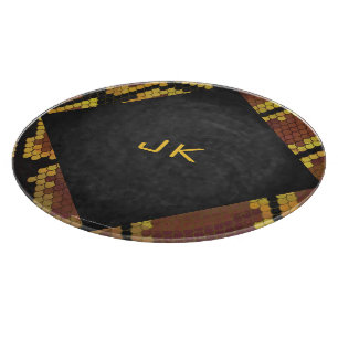 Monogram Snake Brown und Gold Print Schneidebrett