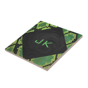 Monogram Snake Green und Black Fliese