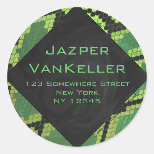 Monogram Snake Green und Black Runder Aufkleber