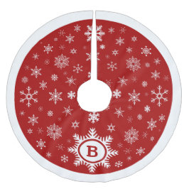 Monogram Snowflake Weihnachtsbaum Rot /weiß Polyester Weihnachtsbaumdecke