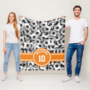 Monogram Soccer Ball Sport Football Custom Orange Fleecedecke