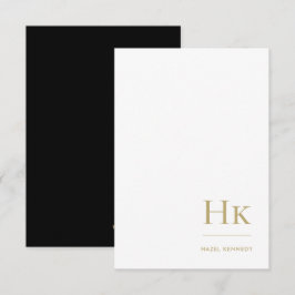 Monogram Social Notecard Beruflich Black Gold Mitteilungskarte