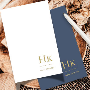 Monogram Social Notecard Beruflich Navy Gold Mitteilungskarte