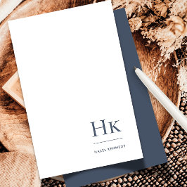 Monogram Social Notecard Beruflich Navy White Mitteilungskarte