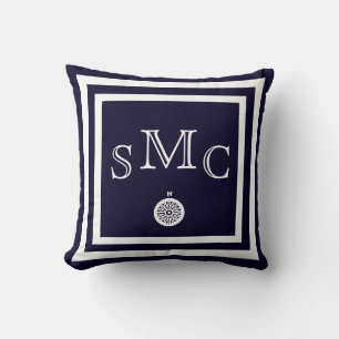 MONOGRAM Solid dunkelblau schlichtes Kissen
