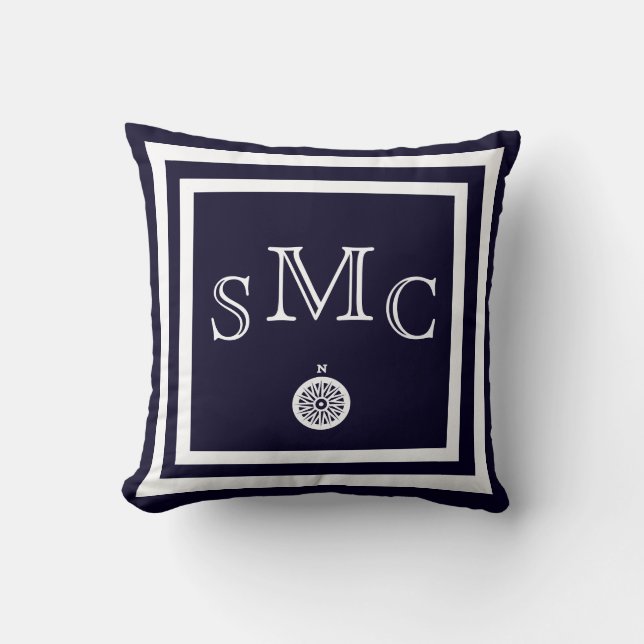 MONOGRAM Solid dunkelblau schlichtes Kissen (Vorderseite)