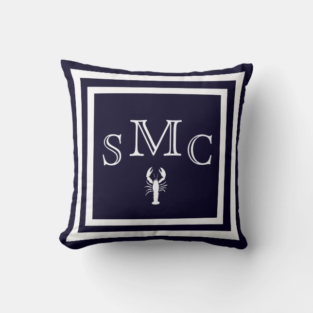 MONOGRAM Solid dunkelblau schlichtes Kissen (Vorderseite)