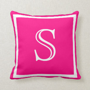MONOGRAM Solid gefärbte Hot Pink Fuschia Kissen