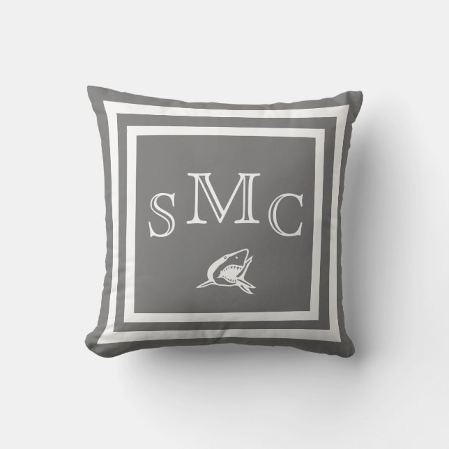 MONOGRAM Solid Gray Shark schlichtes Kissen (Vorderseite)