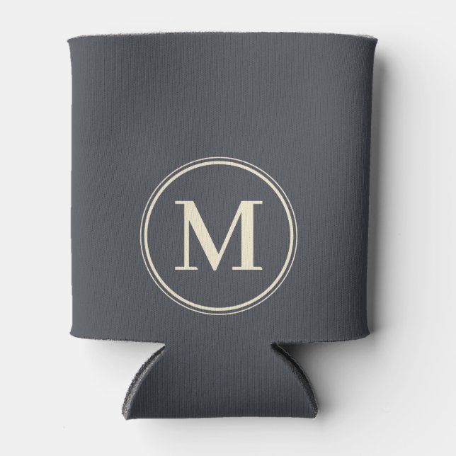 Monogram Solid Mittelmeer-Grau Farbe Dosenkühler (Vorderseite)