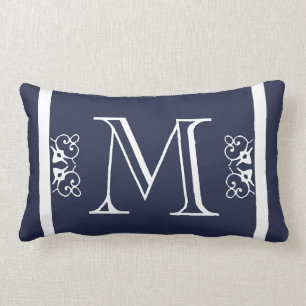 MONOGRAM Solid Soft Marine Blauer Brauch Lendenkissen