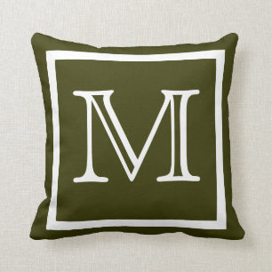 MONOGRAM solide armée foncé vert olive coussin