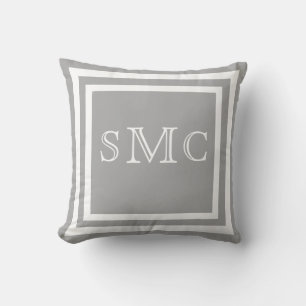 MONOGRAM Solide gris clair blanc clair coussin