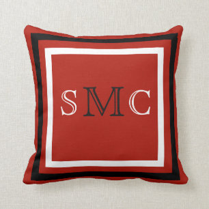 MONOGRAM Solide Noir rouge blanc clair coussin