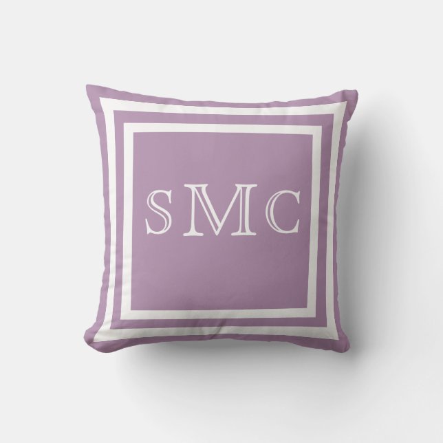 MONOGRAM Solide violet clair blanc clair coussin (Recto)
