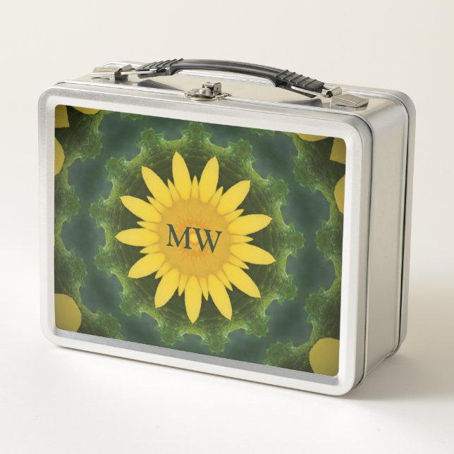 Monogram Sonnenblume Metall Brotdose (Vorderseite)