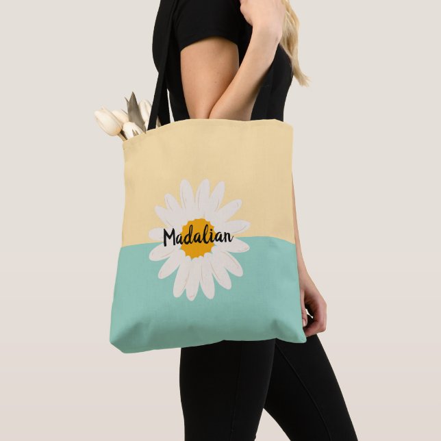 Monogram Sonnenblume niedlicher Farbblock Blau Bei Tasche (Von Nahem)