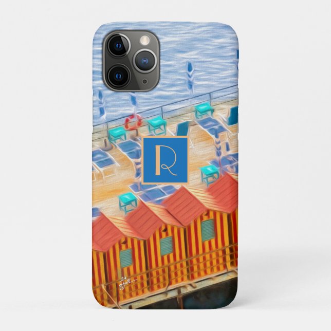 Monogram Sorrento Italy Beach Cabanas Case-Mate iPhone Hülle (Rückseite)