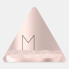 Monogram Spark Rose Blush Initialen Name Strokes Dreieckiger Aufkleber
