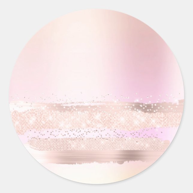 Monogram Spark Rose Blush Makeup Pastels Ombré Runder Aufkleber (Vorderseite)